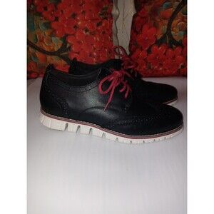Laoks Black Leather Oxford Comfort Shoes size 8